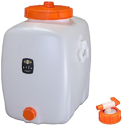 Mostfass 60 Liter mit Auslaufhahn NW10, Gärfass PE (60 L oval) für Most, Wein, Cider, Säfte, Glühwein, Getränke, Fass Getränkefass lebensmittelecht, Kunststoff Gärbehälter Behälter