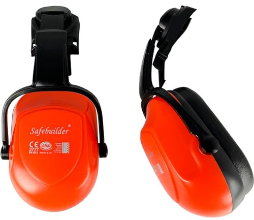 SAFEBUILDER 30dB Ear Muffs Hard Hats Type Safety Earmuffs For Safety Helmet Noise Cancelling Earmuffs Noise Reduction (Helmet Type Orange 07E Ear Muffs)