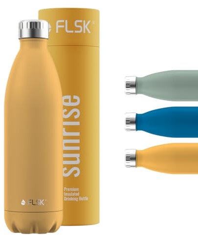 FLSK Trinkflasche – Premium Edelstahl Thermosflasche – 100 % auslaufsicher & kohlensäuregeeignet – hält 24 h kalt & 18 h heiß – BPA-frei (sunrise, 1000 ml)