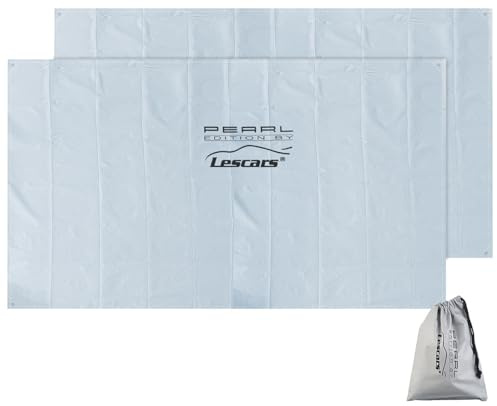 Lescars Scheibenfolie: 2er-Set 2in1-Universal-Windschutzscheiben-Abdeckung, Magnet-Fixierung (Scheibenabdeckung Auto, Anti EIS Scheibenfolie, Golf)