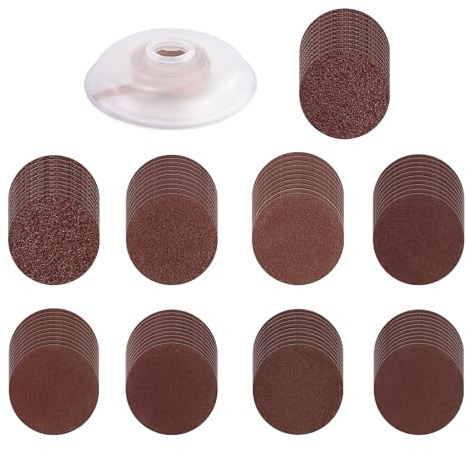 Lot de 90 disques abrasifs de 50 mm, disques abrasifs, disques auto-agrippants avec plaque de support de tige de 6,35 mm et tampon tampon en mousse souple, grain P40/60/80/100/120/180/240/320