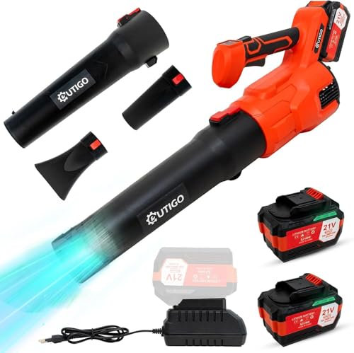 Cordless Leaf Blower with 2 * 21V 4.5Ah Batteries and 2 Tubes, Powerful Lightweight Handheld Garden Leaf Blower, Suitable for Dust Removal, Snow Removal, Yard and Homework