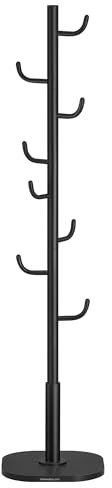 SONGMICS HOME Perchero en Forma de Cactus, Perchero, 8 Ganchos con Extremos hacia Arriba, 175,3 cm de Altura, para Ropa, Sombreros, Bolsos, Negro Tinta RCR039B01