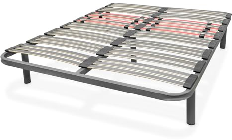 Homey - Somier Multiláminas Extra Resistente con Reguladores Lumbares de 135 x 190 con 5 Patas de 25cm Incluidas
