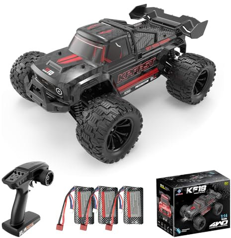 Teeggi Ferngesteuertes Auto 75km/h 3S Batterie,1:14 Bürstenloser Motor RC Hohe Geschwindigkeit Offroad Drift Rennauto, 4WD Off Road Race Buggy für Erwachsene, 3 Batterien (Schwarz)