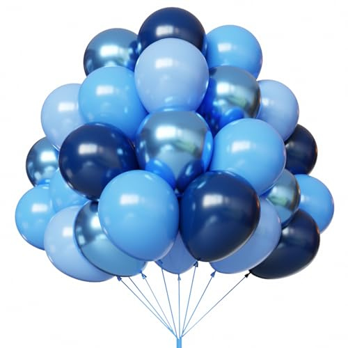 Globos azules, 67 unidades, 30,5 cm - Metálicos y azul marino para cumpleaños, graduación, fiesta de bebé, decoración de fiesta