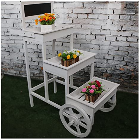 Panca da Giardino in Legno per Esterni, con ripiano portaoggetti, Tavolo da Lavoro per Patio e Giardino, Patio e Balcone (Colore: Bianco, Dimensioni: 100x51x104cm)