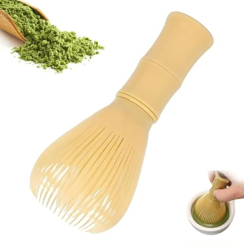 Matcha Whisk, Reusable PP Resin Japanese Tradition Matcha Whisk Accessories for The Tea Ceremony（Yellow）