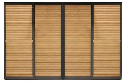 Milani Home - laterale scorrevole con lamelle per pergola bioclimatica, 370 x 4 x 238 cm, effetto legno