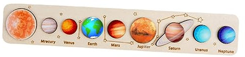 Kisangel Wooden Planet Puzzle Toy for Boys and Girls Learning Cognition Puzzle Interactive Matching Board Solar System Preschool Planet Toys