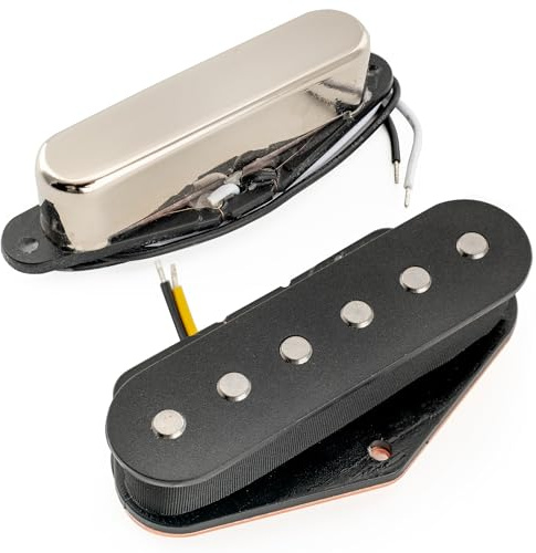 Musiclily Pro TL-60S Alnico 5 Single Coil Pickups Manico Ponte Set 8K/7,3K per Chitarra Elettrica tipo Tele, Nickel