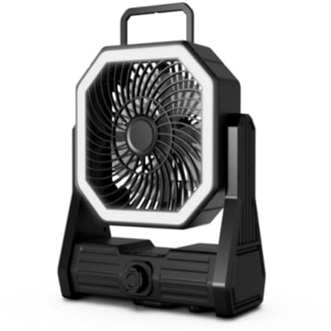 Wegiwuca Ventilatore da campeggio da appendere, ricaricabile, 20000 mAh, ventilatore da tavolo con luce a LED a 4 marce, ventilatore USB silenzioso per ufficio, viaggi, campeggio