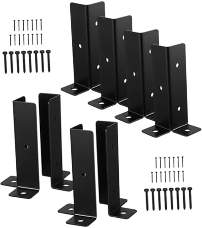 SEWOART 8 Sets Heavy Duty Metal Fence Post Brackets Iron Deck Post Supports for Gazebo Porch Patio Pergola Base Anchors with Ventilation Design Prevent Slipping Weatherproof Outdoor Use