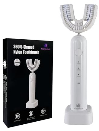 Magentak Ultrasonic U Shaped Toothbrush for Adults, Electric Toothbrush for 360-degree Cleaning with Wireless Charging, Waterproof IPX7, 3 Modes for Teeth Whitening(White)