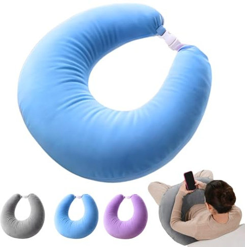Drbrrly Coussin pour Tricoter ou Crocheter, Coussin Ergonomique pour Tricoter, Coussins De Lecture en Forme De U pour Lit ou Canapé, Détente et Confort pour Vos Moments Créatifs (Bleu)