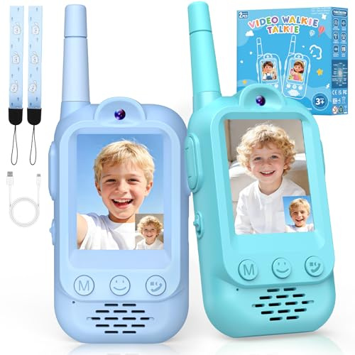 iKidiki Video Walkie Talkie Bambini Ricaricabili, Gioco Bambino 3 4 5 6 7 8 Anni Maschio Woki Toki Regalo Bimbo 3-8 Anni Giochi Bambini 3-8 Giocattoli Giochi da Esterno per Bambini Regali di Pasqua