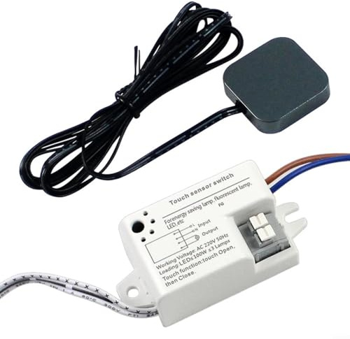 EXTRWORY Interruttore con sensore touch a onda manuale, per armadio e guardaroba, 220 V, 100 W, funzione dimmerabile, parte elettrica in plastica nera, per ripostiglio