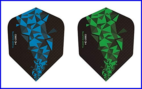 THOR-DARTS 30 Stück (10 Set) extra Strong Darts Flights HD-280 Green Blue Black 150 Micron Flys extra Lange haltbar Standardform Ultra Strong grün-schwarz blau-schwarz HD150 Plus