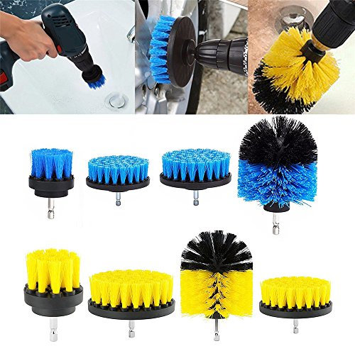 ZOYOSI 4 cepillos de limpieza eléctricos de 2/3.5/4/5 pulgadas, color amarillo y azul para alfombras de bañera.