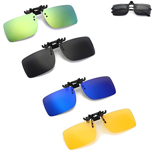 Gotyou 4 Pièces Clip Lunettes de Soleil Polarisées à Clipser, Solaires pour Conducteur, Golf et Pêche