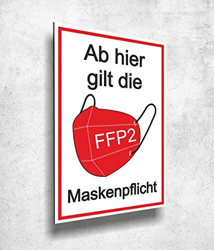 Aluverbund Schild 20x30cm Zutritt Maskenpflicht UV Druck - 3mm Stärke - Made in Germany Art.Nr. 994