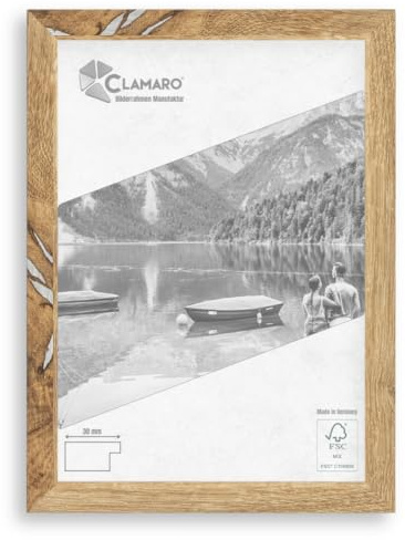 CLAMARO 'COLLAGE' Bilderrahmen 80x121 handgefertigt nach Maß | Eiche Altholz | Moderner eckiger MDF Holzbilderrahmen inkl. Acrylglas, Rückwand und Aufhänger (querformat & hochformat)