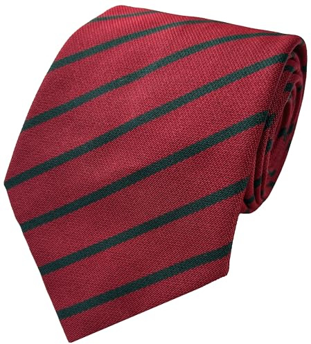Great British Tie Club Corbatas para el cuello de una sola raya para hombre y adulto, estilo escolar, Rojo y verde botella, Taille unique