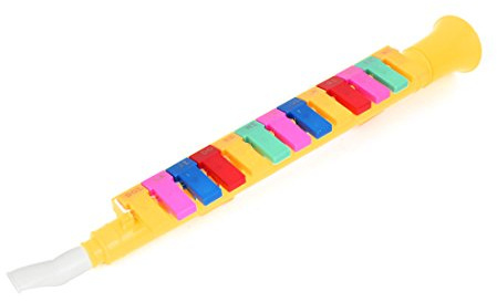 Ruilogod Kunststoff-Musik-Instrument Mundharmonika 13 Keys Hinweis Melodica Gelb für Studierende
