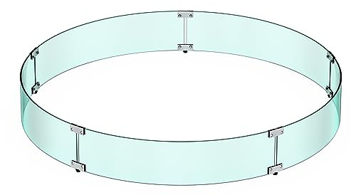 Skyflame 47 Round Fire Pit Glass Wind Guard, Thick & Clear Tempered Glass Fire-Resistant Wind Screens with Bracket & Feet, for Outdoor Fire Table/Fire Pit Pan