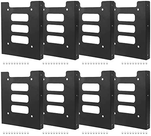 VOANZO Lot de 8 supports de disque dur SSD de 6,3 cm à 8,9 cm avec vis en métal noir