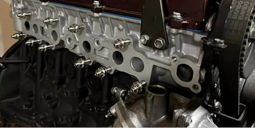 RISON-Titanium 12 Set Titan Stehbolzen für Auspuffkrümmer M8 M10, Auspuffkrümmerbolzen Mutter Kit, Auspuffkrümmer-Flanschmuttern Stiftschrauben Abgaskrümmer für Auspuffanlagen PKW Motoren Geeignet