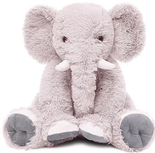 MorisMos Elefant Kuscheltier XXL,50cm groß Elefant Plüschtier Stofftier, Grau riesen kuschelige Plüschelefant,Geburtstag Geschenk für Kinder, Baby, Mädchen und Jungen