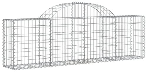vidaXL Arched Gabion Baskets 20-Pack - 200x30x60/80 cm Galvanised Iron Gabion Cage Wall, Silver Rectangular Design for Garden/Yard
