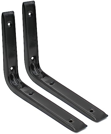 DOJA Barcelona | Regalwinkel Schwarz | 250 x 200 mm | Pack 2 | Metallwinkel Regalhalter | Winkel für Regale | Wandwinkel Regalhalterung DIY, Regalstütze, Wandregal Halterung, Regalhalterung Schwarz