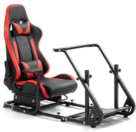Dardoo Racing Simulator Cockpit mit rotem Sitz Racing Lenkrad Ständer Passend für Logitech G920 G923, für Thrustmaster, für Fanatec Kompatibel mit PlayStation 4, Lenkrad und Pedale Nicht inbegriffen