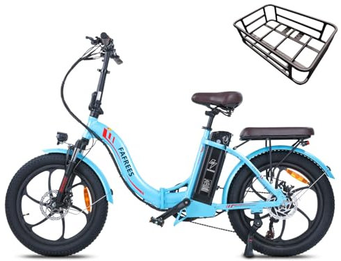 Fafrees F20-Pro E-Bike Klapprad 20 Zoll, e Bike Herren 36V 18AH Akku, Fatbike 250W, Elektrofahrrad, Mountainbike 25km/h, Electric Citybike Damen für Erwachsene (Blauer See)