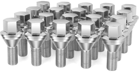 Dynofit 12x1.25 Renegade Lug Bolts, 17mm Hex 22mm Shank Small Wheel Bolt Compatible with Jeep Dodge Hornet Fiat 5 Lug Rim, 20pcs OE Style Aftarmarket Studs (One-piece Design Replacement Swollen Bolt)