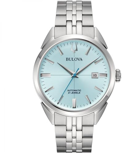 Bulova Sutton Automatic Men's Watch, Light Blue 96B423, Steel Case and Bracelet