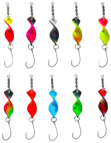 Twist Spoons gedrehter Forellenblinker NEUHEIT UV Aktiv 10er Set 2,8g 4g Forelle Angelköder Blinker Forellen Angeln (2,8g 28mm 10er Set Glow)
