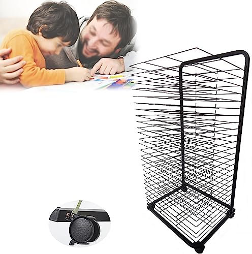 Kunst-Trockenständer für das Klassenzimmer, funktionaler und mobiler Farb-Trockenständer, abnehmbare Regale, Mal-Trockenständer mit Rädern, Stapelregal, 25 Regale