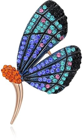 Blaue Bunte Schmetterlings Brosche Strass Insekt Revers Pin Kristall Schmetterling Pin Strass Legierung Schmetterling Insekt Brosche Pins für Frauen Kleidung Zubehör Schmuck Geschenke