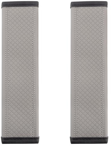 Bamyli 2 Pièces Protege Ceinture Voiture, Voiture Ceinture de Sécurité, Coussin Ceinture de Sécurité Amovible, Épaulière De Ceinture De Sécurité Universelle En Cuir (Gris)