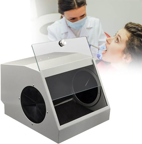 XNYXLPP Dental Sandblaster Dust Collector Box,Lab Sandblaster Dust Collector,With Light,For Reduce Dust Damage to Doctors