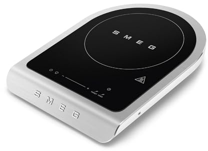 Smeg, Plaque de Cuisson à Induction Portable PIC01WHMEU, Programmes de Barbecue, Fonction de Friture et de Maintien au Chaud, 9 Niveaux de Puissance, Fonction Boost, Accessoires Inclus, 2100W, Blanc