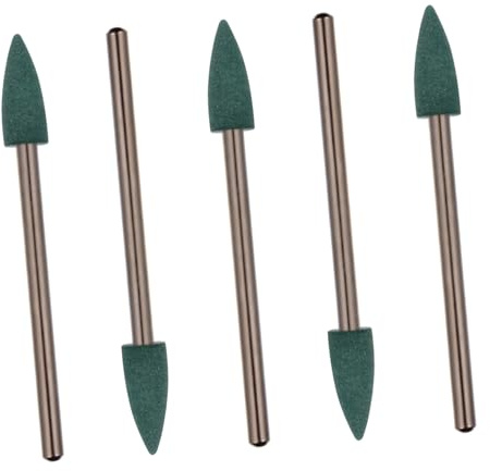 Gatuida 5pcs Green 4mm Rubber Polishing Bits Grinding Heads with 2.35mm Shanks for Rotary Tools Tapered Design for Efficient Jewel Polishing
