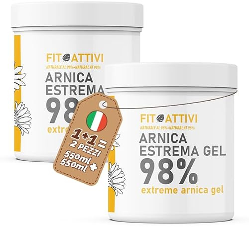 Arnika-Gel 550 ml, Arnika für Pferde, Anwendung beim Menschen 98%, Extrem-Salbe mit Vitamin E, Minze und Lavendel, 100% Made in Italy – FITOATTIVI 2 x 550 ml