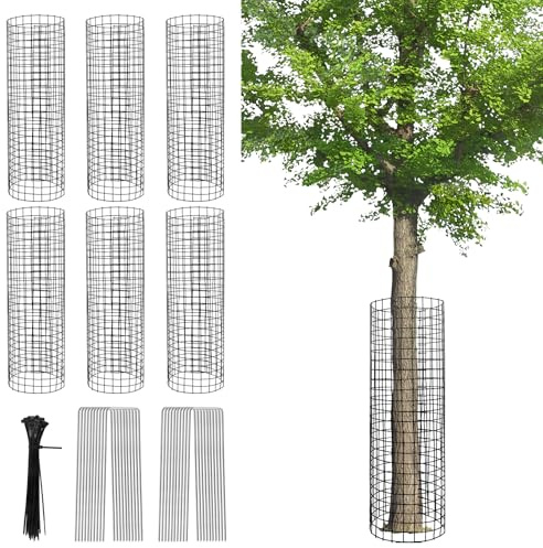 6 paquetes de 42 x 42 cm de rejilla protectora para troncos de árboles, grandes rejillas de protección para plantas de metal con guantes, clavijas de metal y bridas para árboles, protección contra