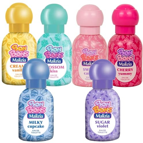 Malizia Bon Bons Profumo Donna Eau de Toilette Spray 50 ml – Fragranze Varie – Profumo Dolce per Ragazze e Giovani Donne (Set Completo)