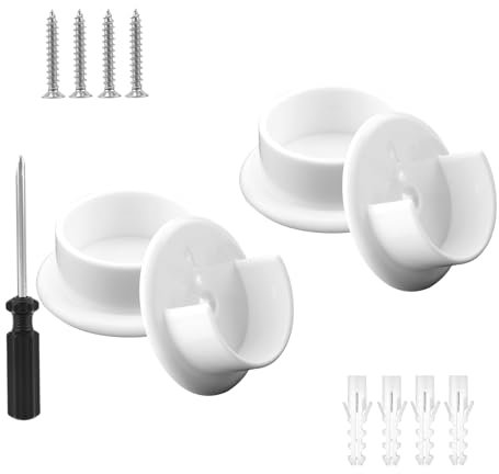 4uds Soporte para Barra de Armario, Blancos Plástico Soporte Tubo de Armario con Destornillador para Cortina Ducha 35mm Tienda Ropa