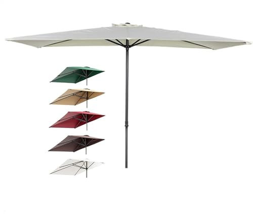 AGKANVCVNT Rechteckiger Terrassenschirm, Halber Sonnenschirm Für Balkon Hinterhof Gastro Café, Gartenschirm Groß, Halbschirm Wasserdicht, Kurbelschirm, 270x150cm(Off-White,270 * 150cm/9 * 5ft)